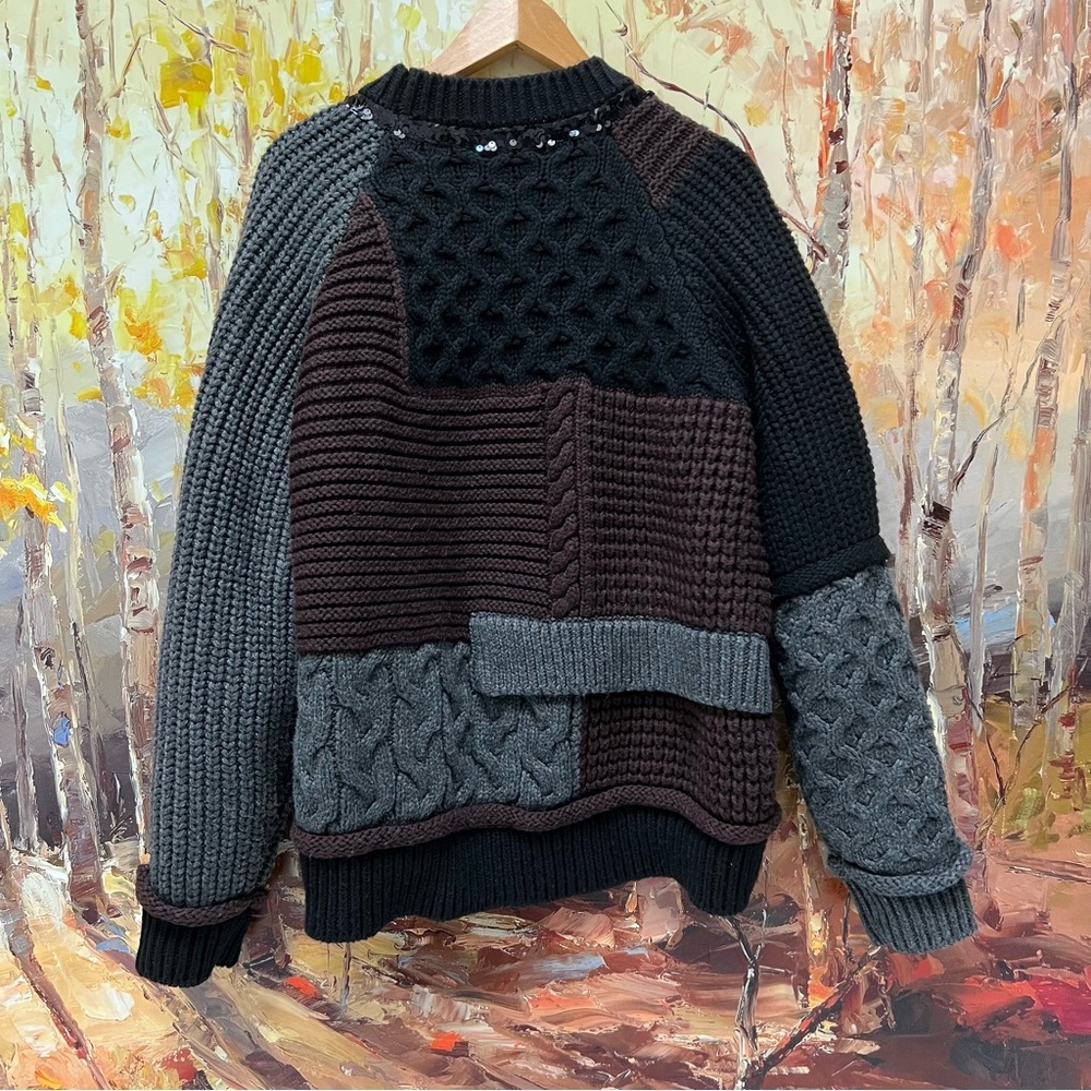 Zara Oversized Patchwork 3D Boyfriend Pullover Sw… - image 3